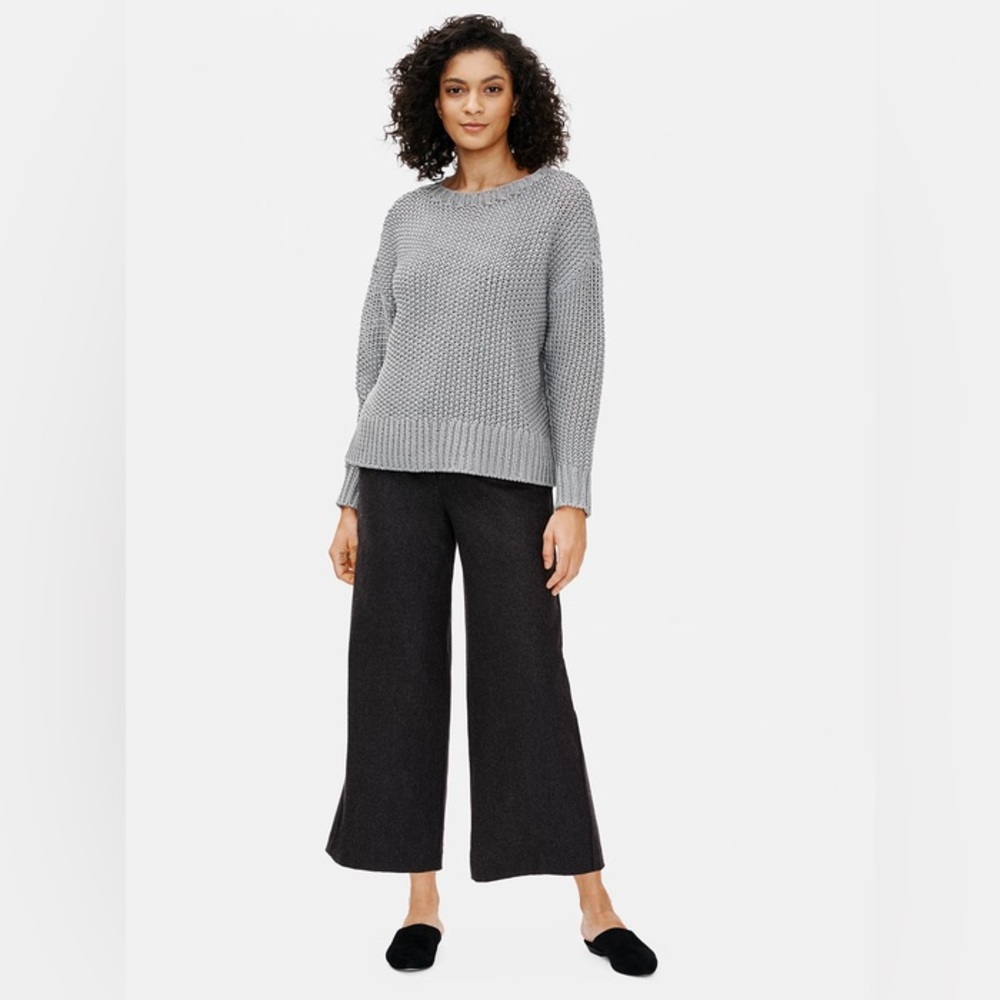 NWT EILEEN FISHER Organic Cotton Cord Crew Neck Box-Top Sweater Pullover Size L - Picture 2 of 13